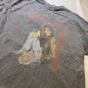 Whitney Houston Graphic Tee - Gray and Orange